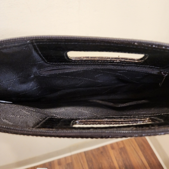 XOXO Brown Embossed Faux Patent leather Satchel Bag - Picture 9 of 12